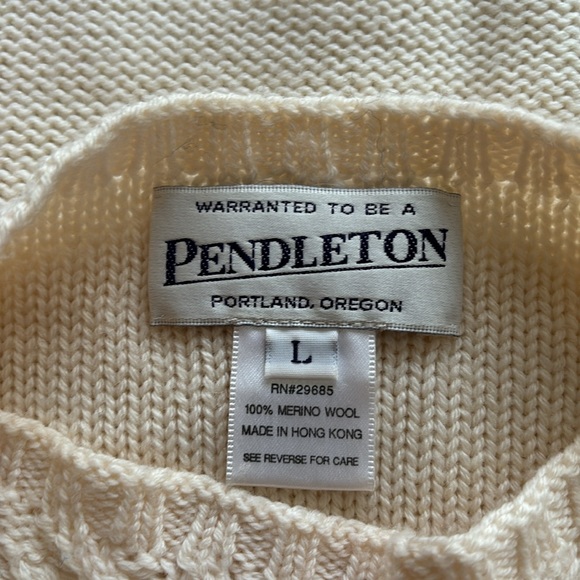 Pendleton Women's Large Cream Merino Wool Knit Sweater Short sleeve High… - Picture 5 of 7